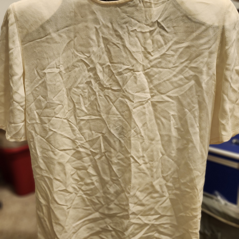 Giorgio Armani Vintage Beige Short Sleeve Silk Blouse